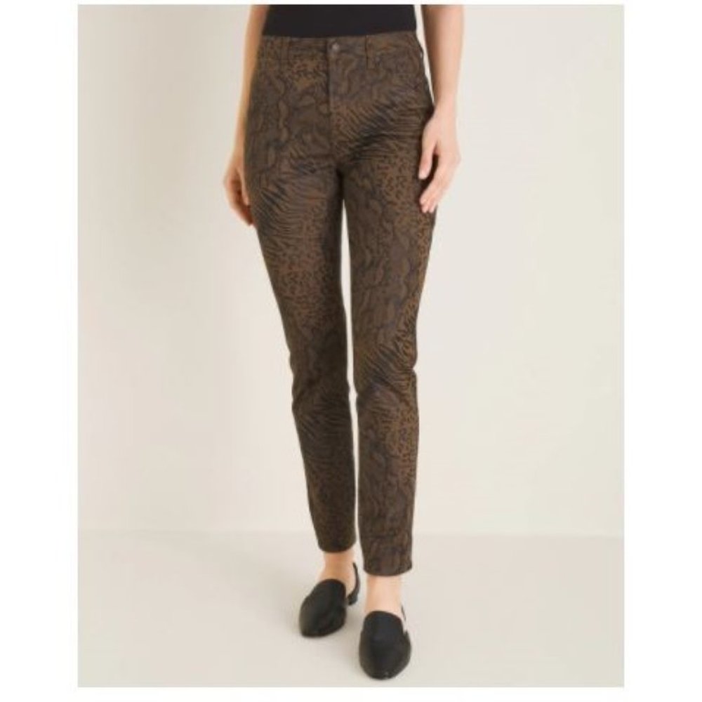 Chico's Coated Animal-Print Jeggings Pants 10P